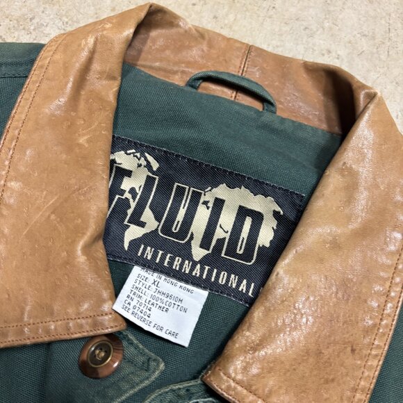 Vintage FLUID Int Chore Jacket Mens XL Green Sun Faded Barn Coat 90s - Picture 4 of 8